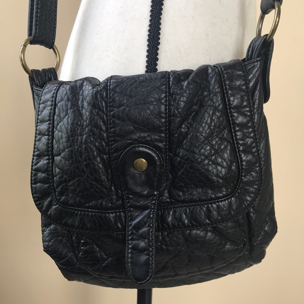 Garage Black Faux Leather Crossbody Bag